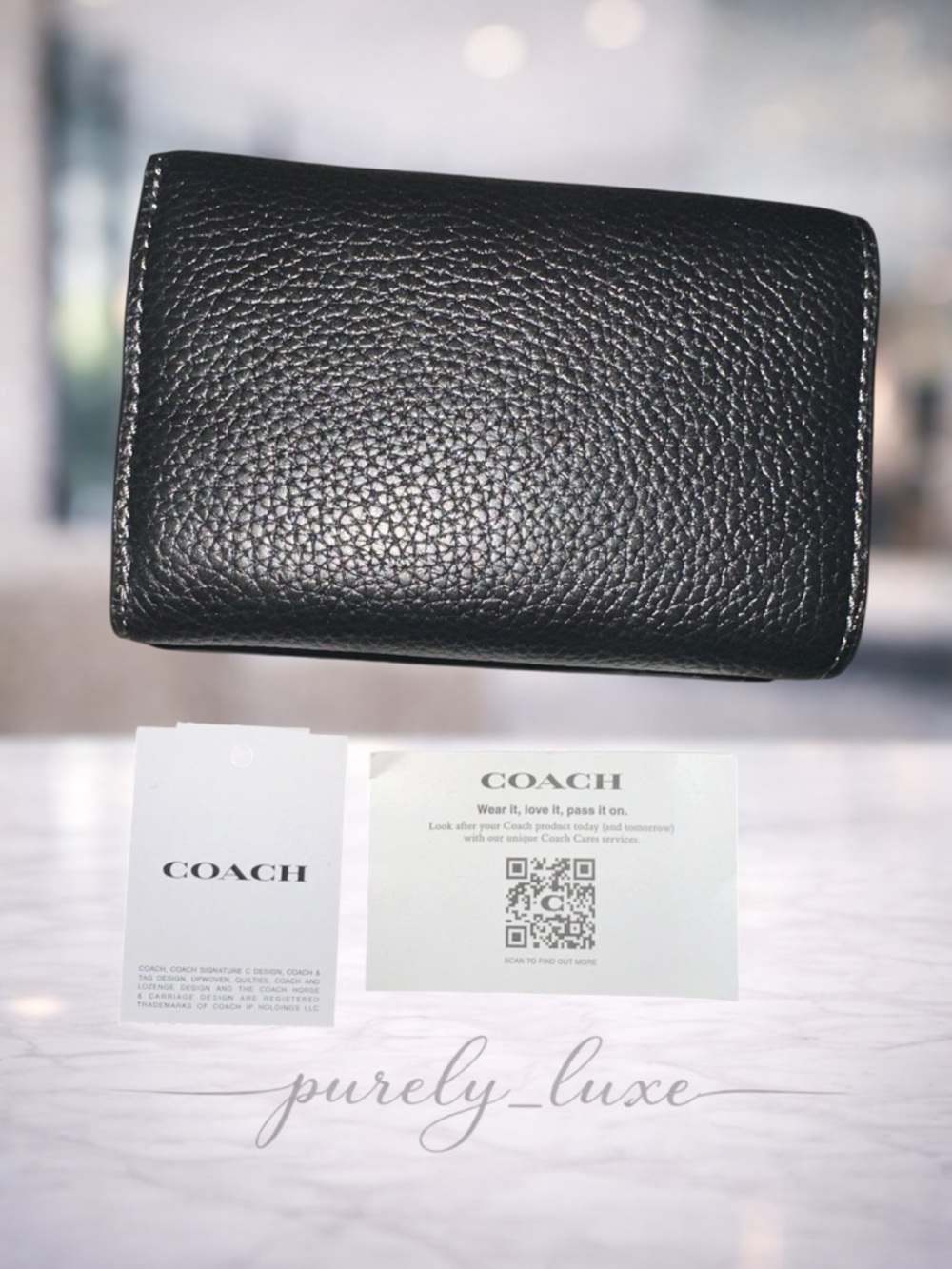 Authentic Coach Pebbled Black Leather wallet- FREE COA - Picture 3 of 7